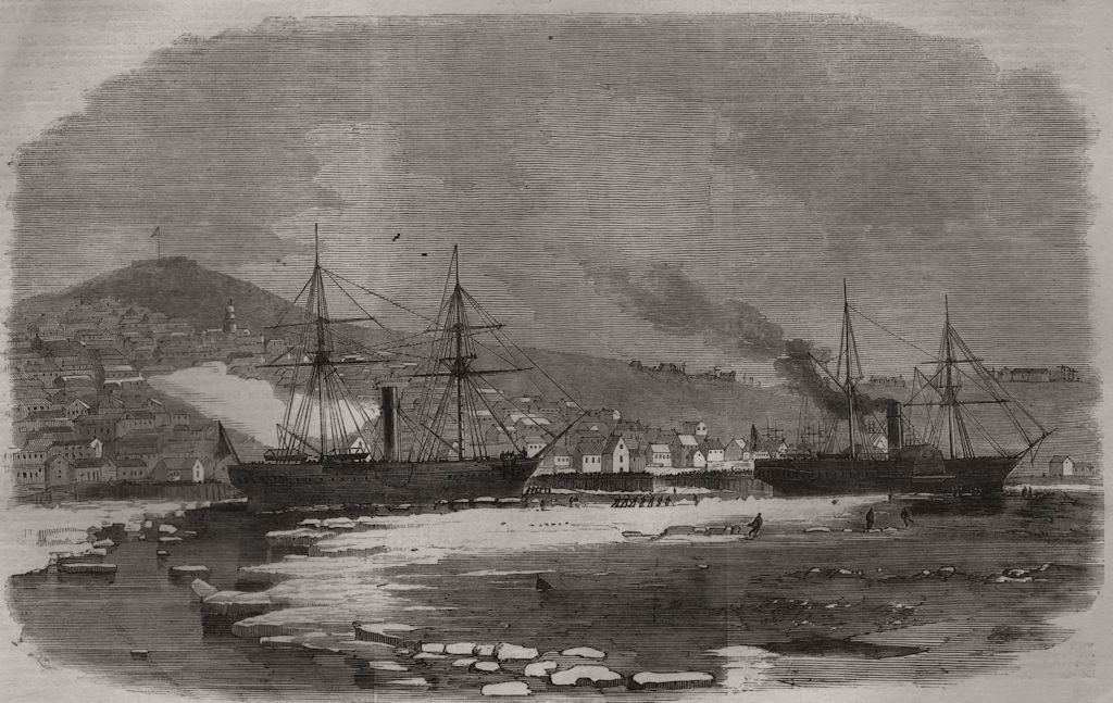 English & Newfoundland mail vessels, Halifax harbour, Nova Scotia. Canada, 1859