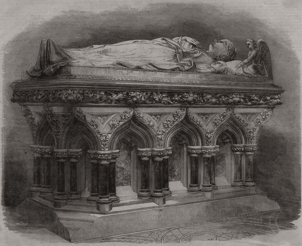 Associate Product Lady John Manners monument in the mortuary chapel of Rawsley Church, print, 1861