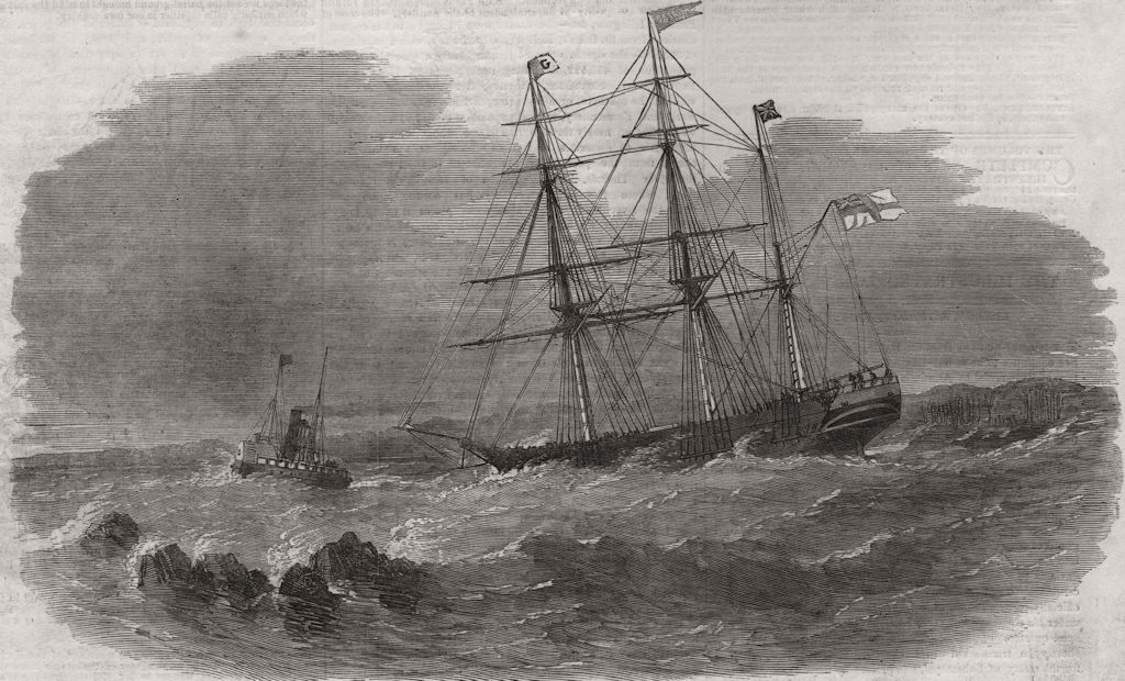 Associate Product The Cataragui coming down the Galop Rapids, above Montreal, Canada. Quebec, 1854