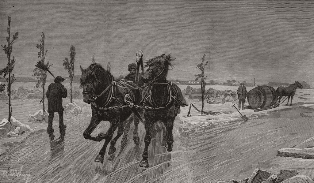 Associate Product A sleigh road on the ice of the St. Lawrence. Canada, antique print, 1888
