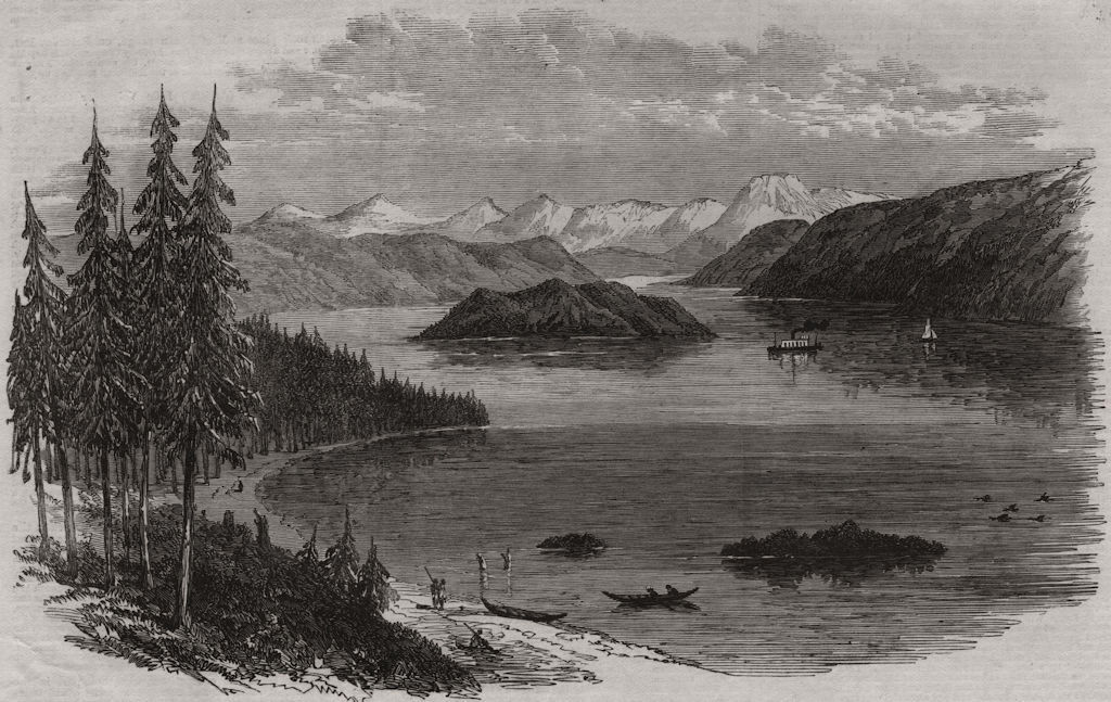 Associate Product British Columbia. Harrison Lake & Cascade Mountains in distance. Canada, 1864