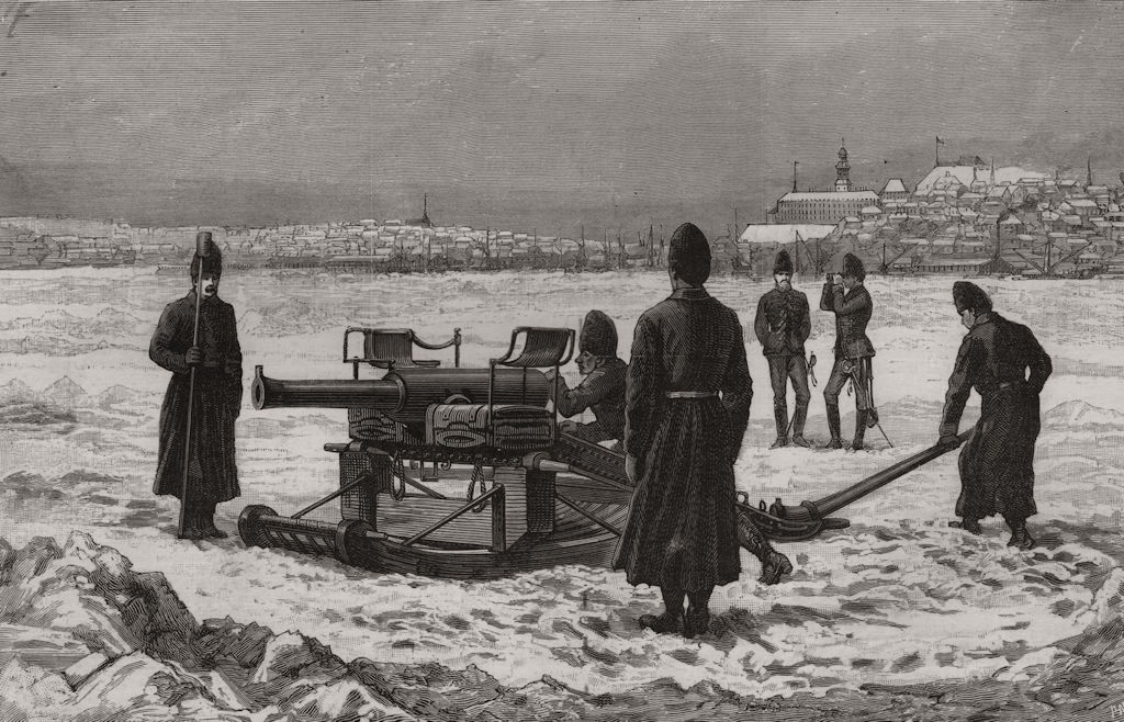 Associate Product Canadian testing artillery gun sleigh St Lawrence river Quebec Canada, 1888