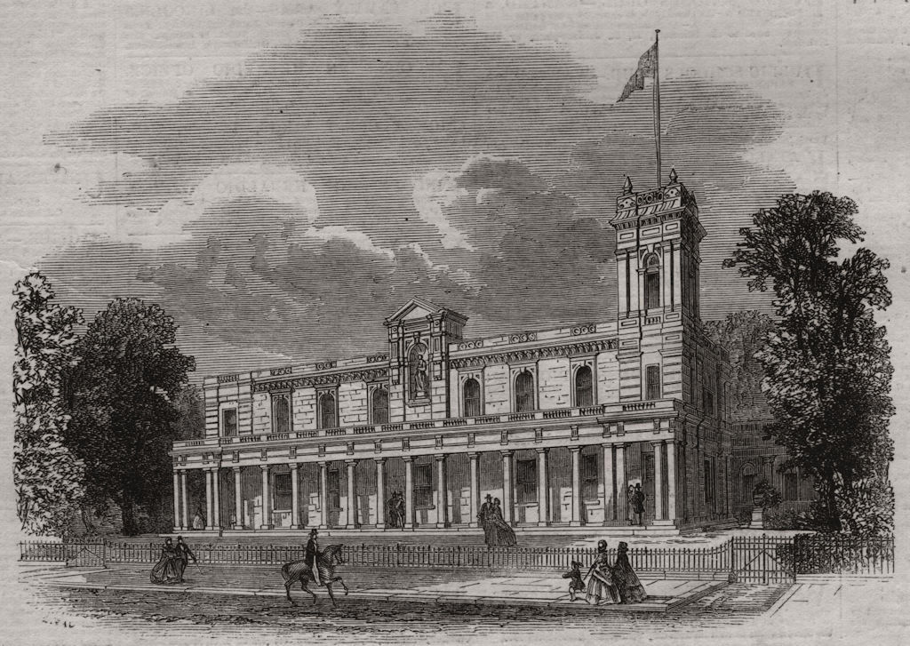 Associate Product The new pump rooms, Leamington. Warwickshire, antique print, 1868