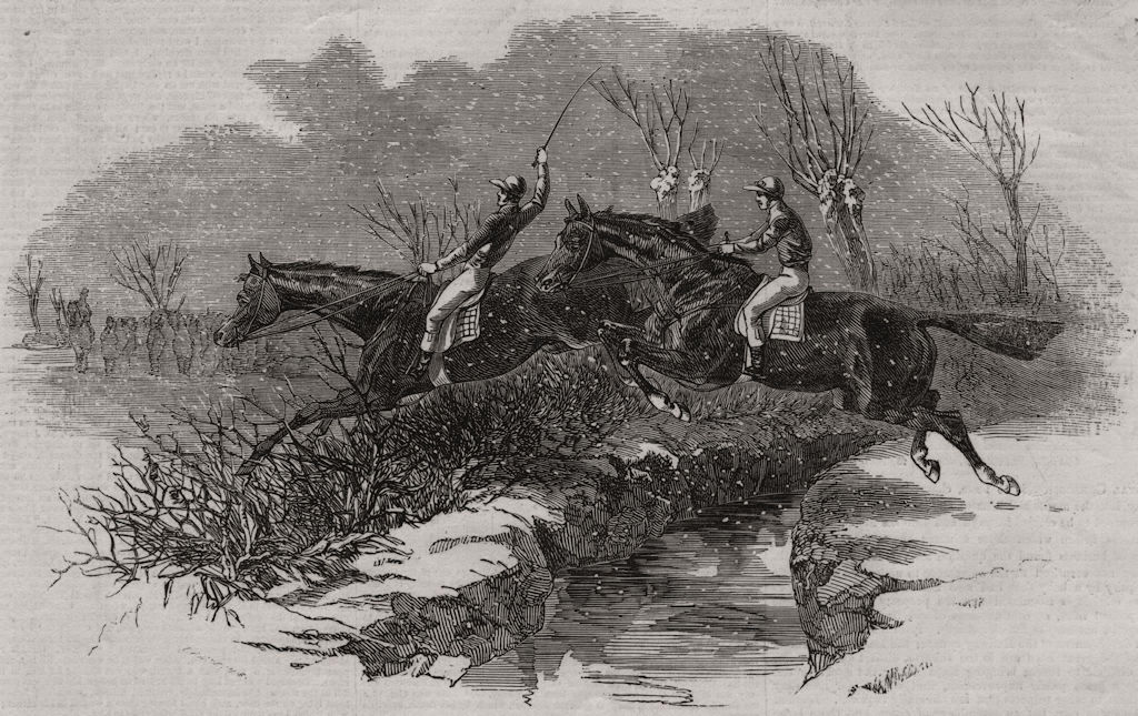 Associate Product Grand military Leamington steeple chases. Clearing the last brook. Warcs, 1846