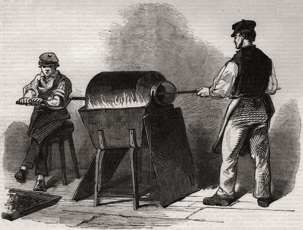 Associate Product The manufacture of steel pens in Birmingham. Bronzing steel pens, print, 1851