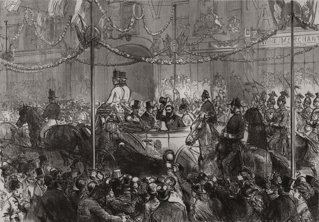 Associate Product The royal visit to Birmingham: the Prince of Wales passing up Bull Street, 1874