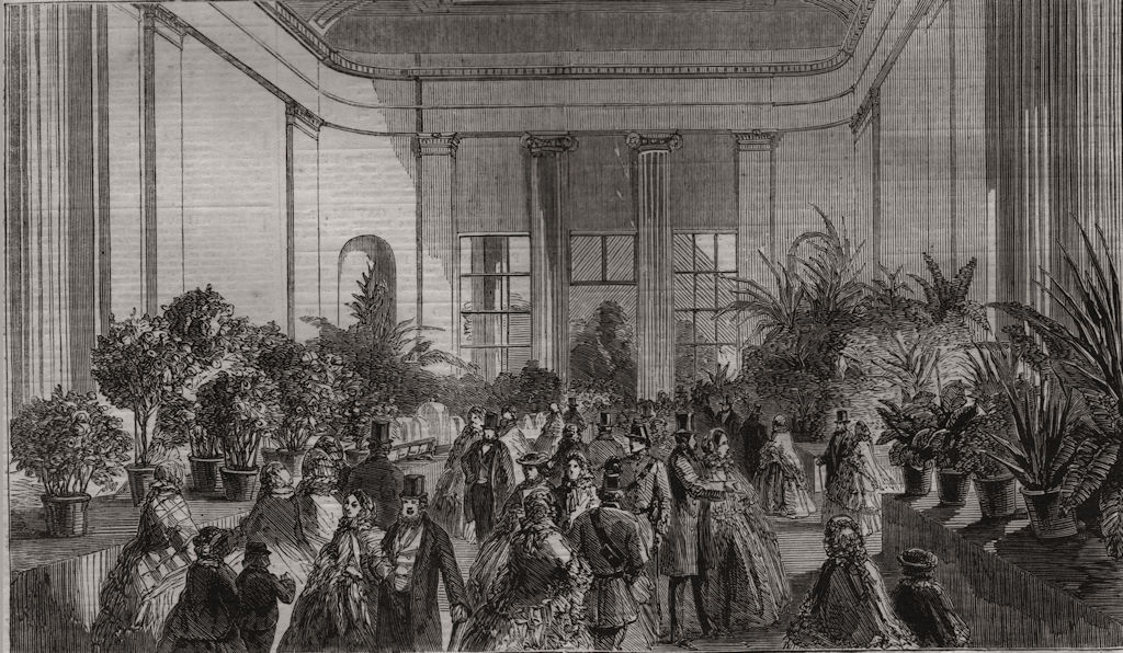 Associate Product Cheltenham. Flower show in the pump room, Pitville Spa. Gloucestershire, 1860