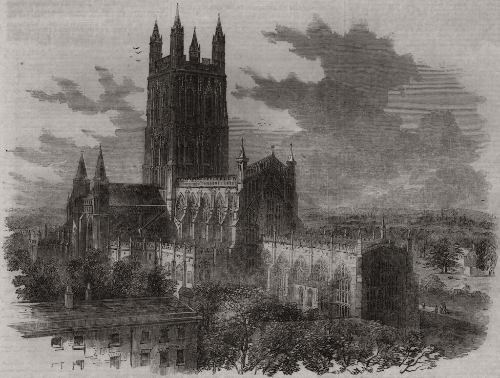 Associate Product Gloucester Musical Festival - Gloucester Cathedral from the south east, 1856