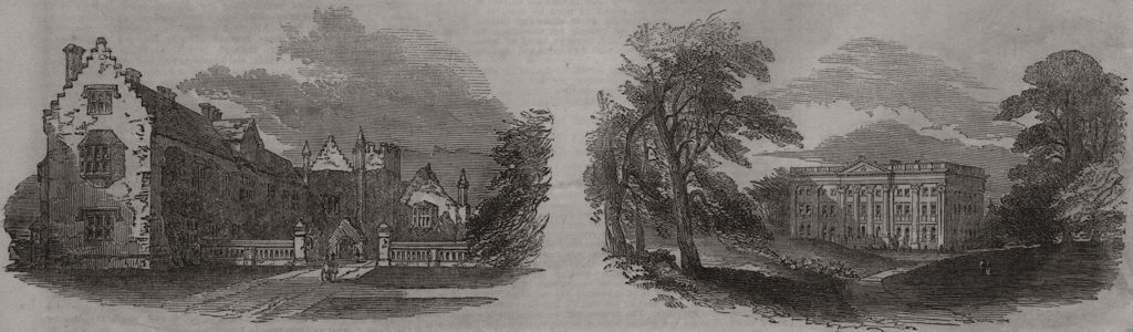 Associate Product The manor house, Chenies; Moor Park. Buckinghamshire, antique print, 1851