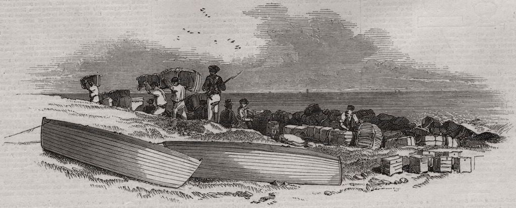 Associate Product SS Great Britain aground. Removing the ship's stores. Northern Ireland 1846
