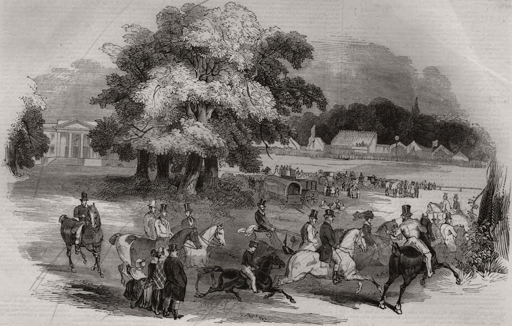 Associate Product Gorhambury Races - from a sketch in the park. Hertfordshire, antique print, 1844