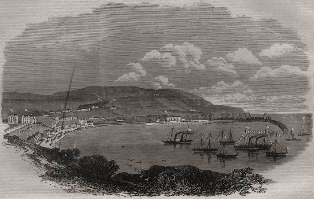Prince Arthur's visit to the Isle of Man. Port Erin. Isle of Man 1869 print