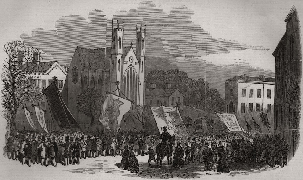 Associate Product Bristol Fete. Procession of the trades at the top of Park Street, print, 1848