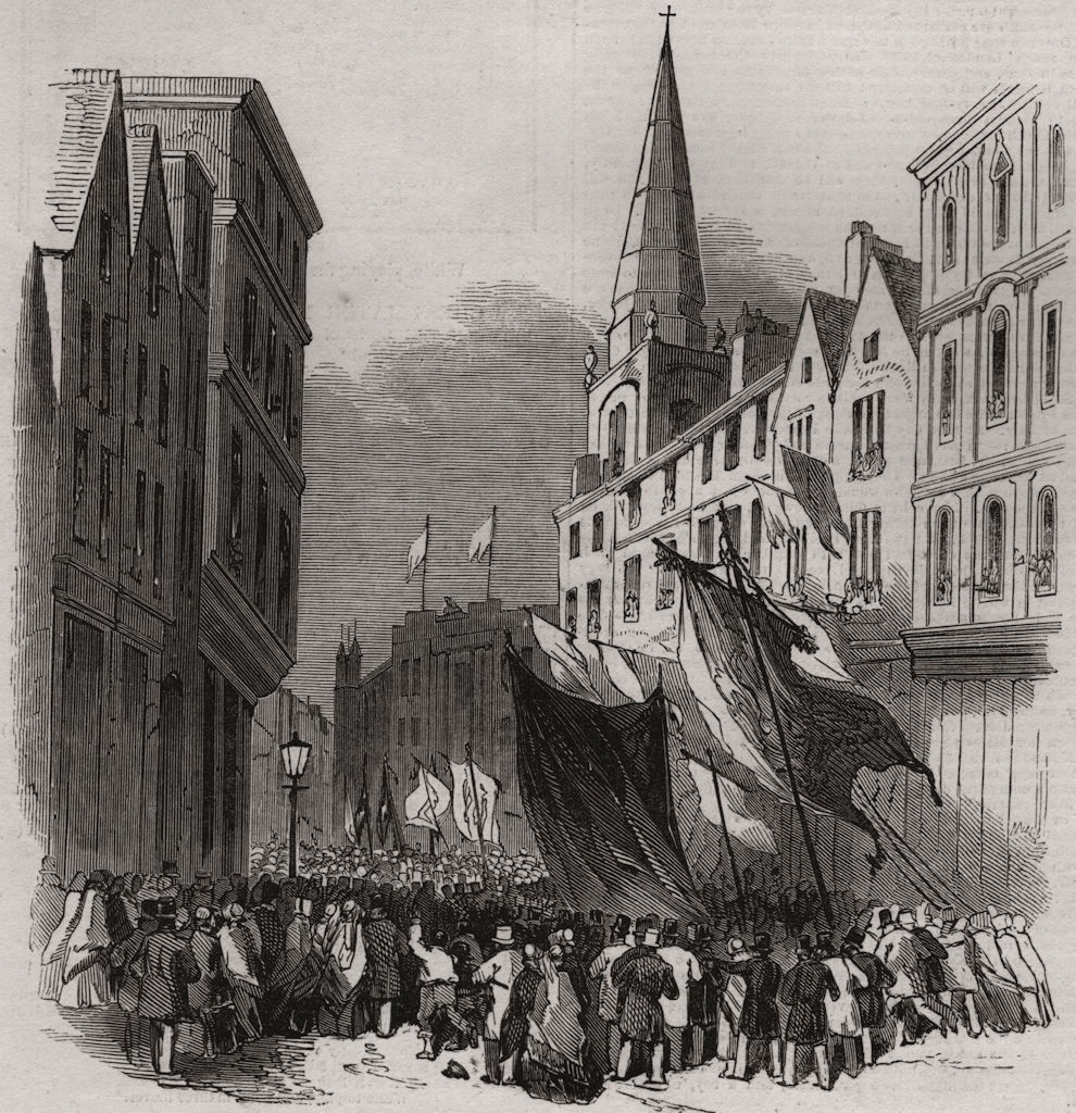 Associate Product Bristol Fete. The procession in Wine Street, antique print, 1848