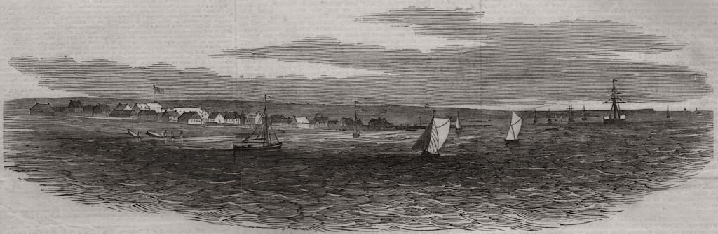 The Danish port, Hjerting. Denmark 1851 old antique vintage print picture