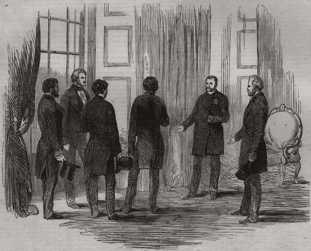 Interview with King of Denmark, antique print, 1851