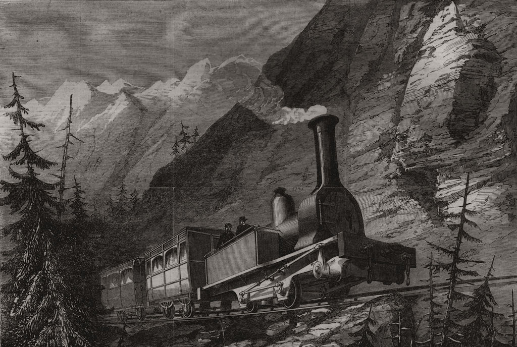 Associate Product Locomotive engine w/ horizontal wheels for the Mont Cenis railway. Savoie, 1868