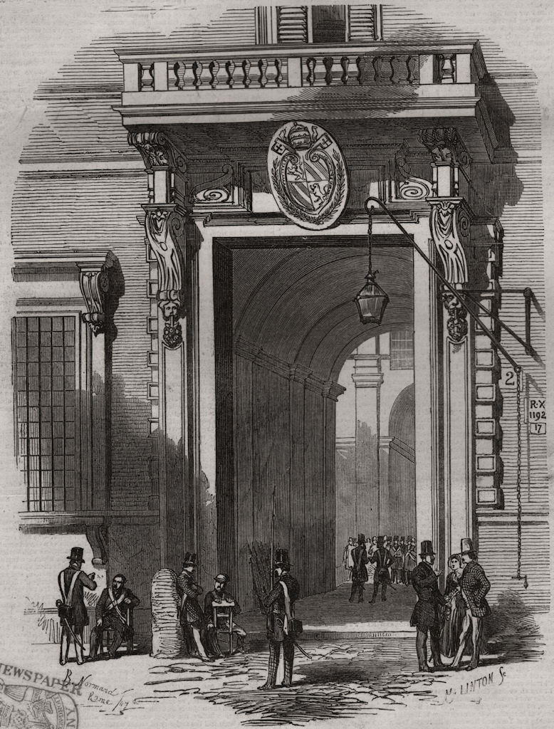 Associate Product The civic guard-house at Rome, antique print, 1847