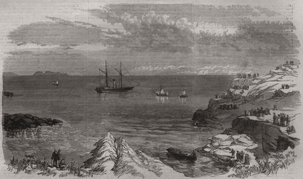 Associate Product Landing of a Telegraph Cable at St. Mary's, Scilly Isles. Cornwall, print, 1869