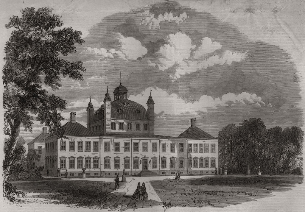 Associate Product Visit of the Prince of Wales to the Denmark: Fredensborg Castle, old print, 1864