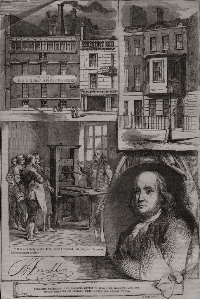 Benjamin Franklin's printing office & house while agent for Pennsylvania, c1870