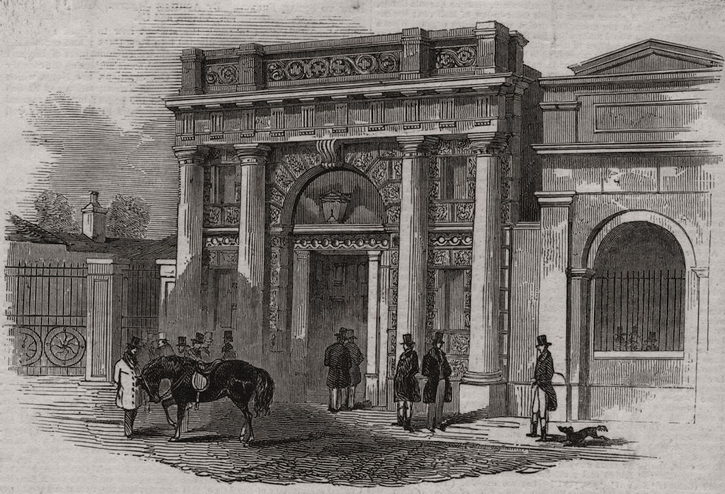 New betting room, Newmarket. Suffolk 1845 old antique vintage print picture