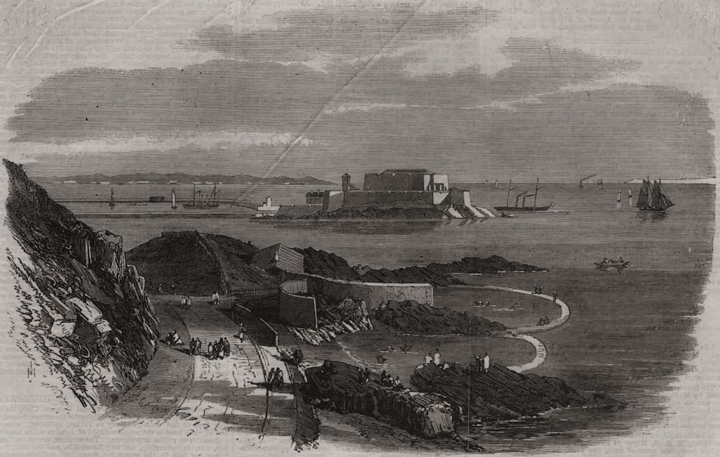 Associate Product Castle Cornet and new harbour of St. Peter Port, Guernsey. Channel Islands, 1869