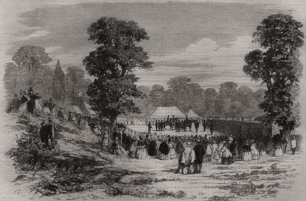 Associate Product Review of Warwickshire Volunteers in Stoneleigh Park, antique print, 1860