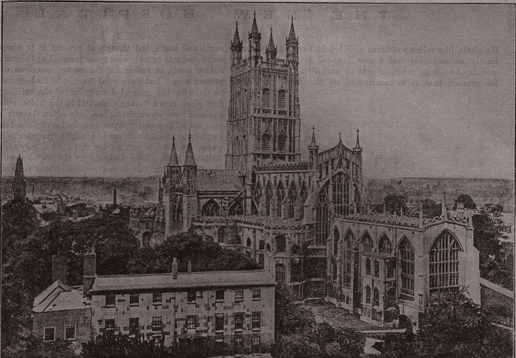 The cathedral from the south east. Gloucester 1892 old antique print picture