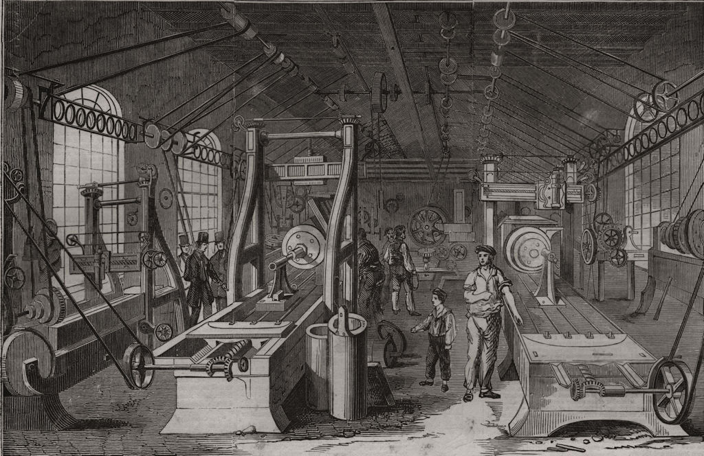 The Grand Junction Railway engine-work, at Crewe. "Fitting shop". Cheshire 1849