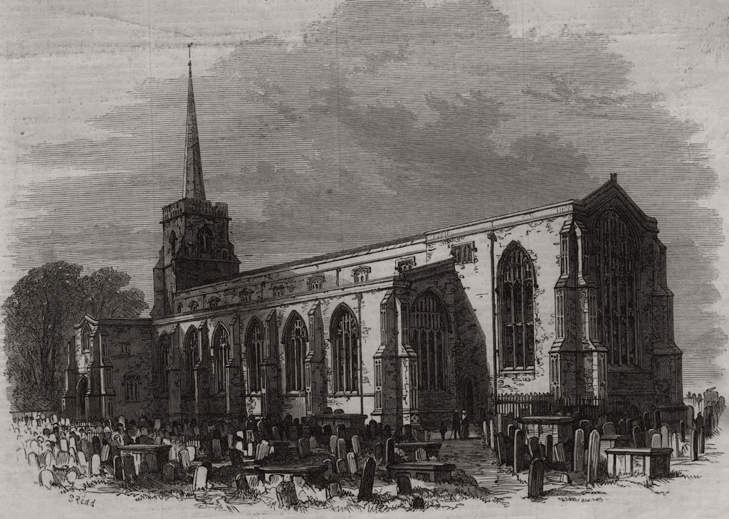 Associate Product St. Margaret's Church, Lowestoft, lately restored. Suffolk 1871 old print