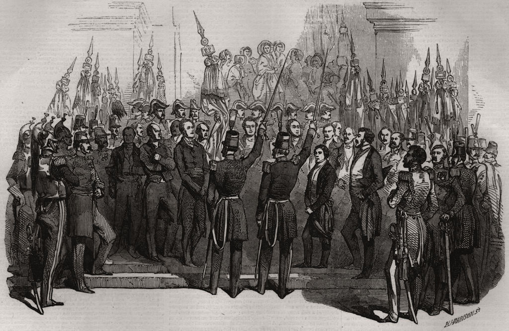 Associate Product Provisional French government presenting new colours to the National Guard, 1848