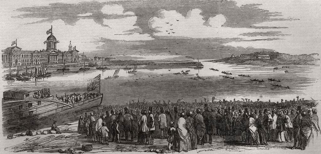 The regatta, at Montreal. Quebec 1850 old antique vintage print picture