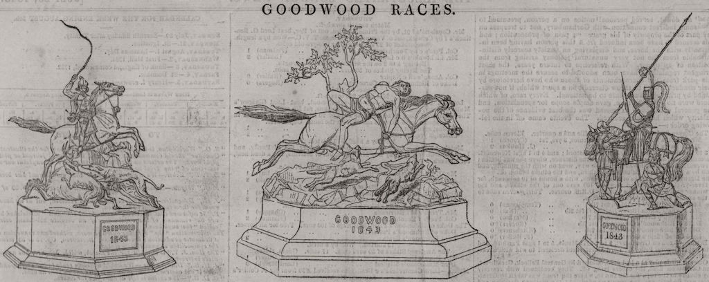 Associate Product Goodwood Races: Prize Cup; the Goodwood Cup; Prize Cup. Sussex, old print, 1843
