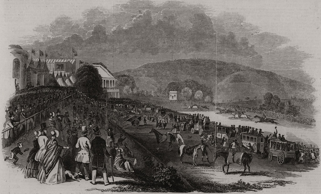 Associate Product Goodwood Races: Goodwood Races-the course. Sussex, antique print, 1846