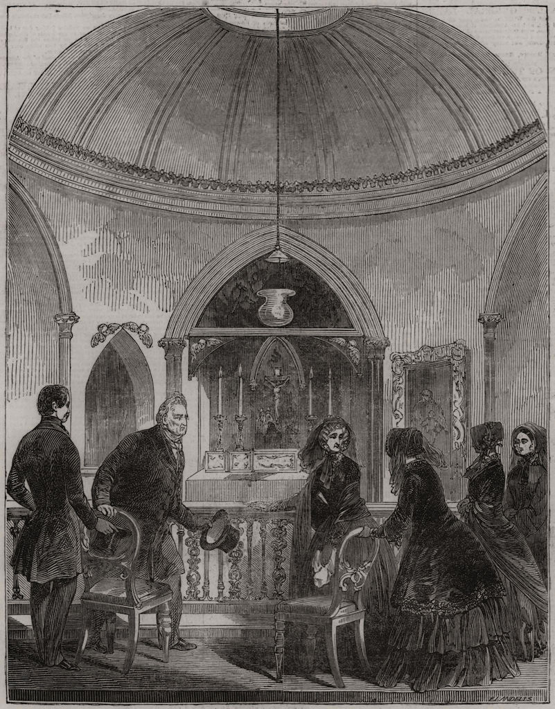 The Count and Countess de Neuilly in the chapel at Weybridge. Surrey 1848