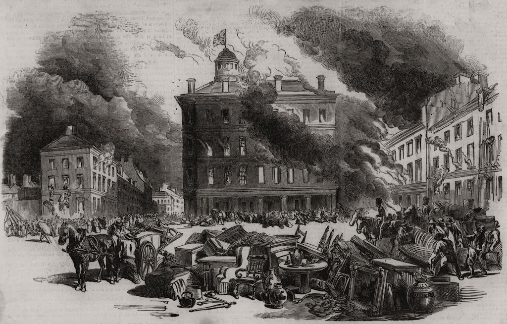 Associate Product Great fire at Montreal. Dalhousie-Square, Hay's house &c. Quebec, print, 1852