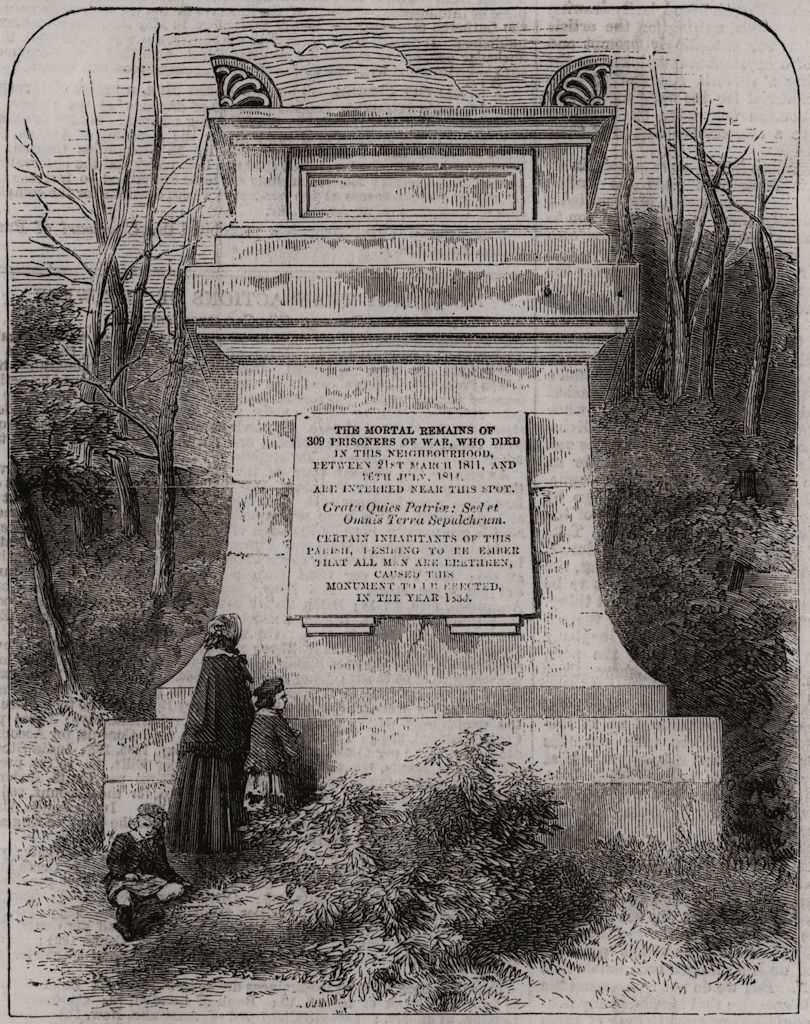 Memorial erected at Pennycuick, near Edinburgh, for French prisoners 1856