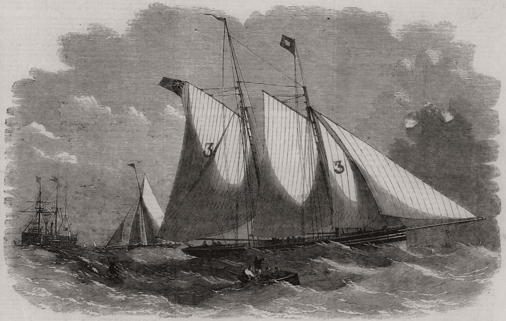 Liverpool pilot boats, antique print, 1857