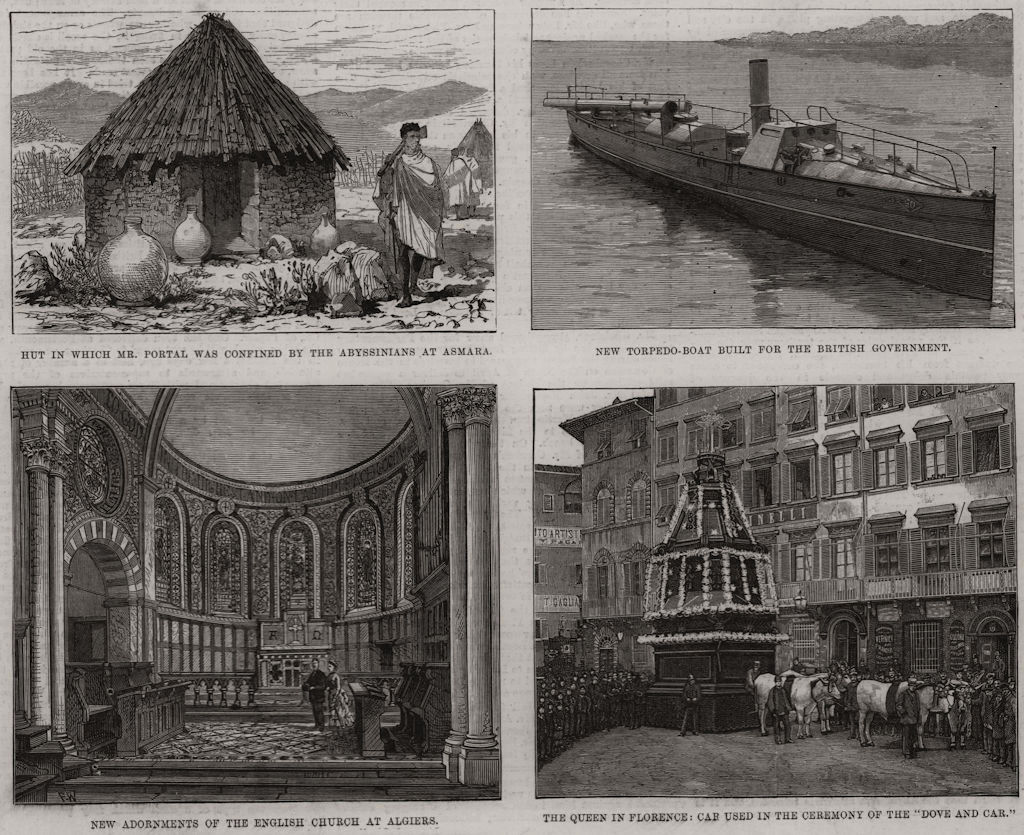 Associate Product Portal Asmara. Torpedo-boat. English church Algiers. Florence. Eritrea, 1888