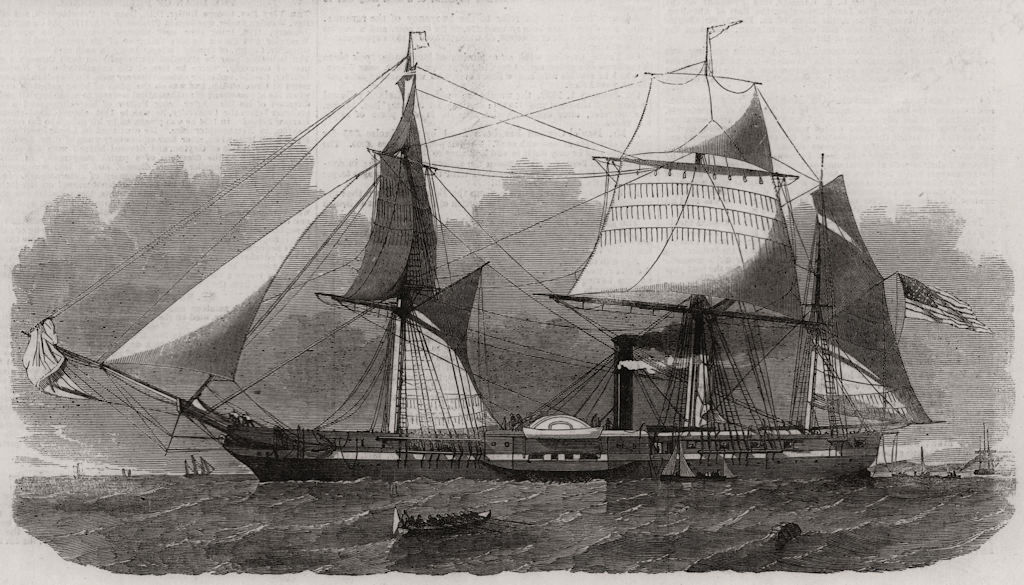 Associate Product Steam-frigate " Mississippi ", United States Navy Japan expedition, print, 1853