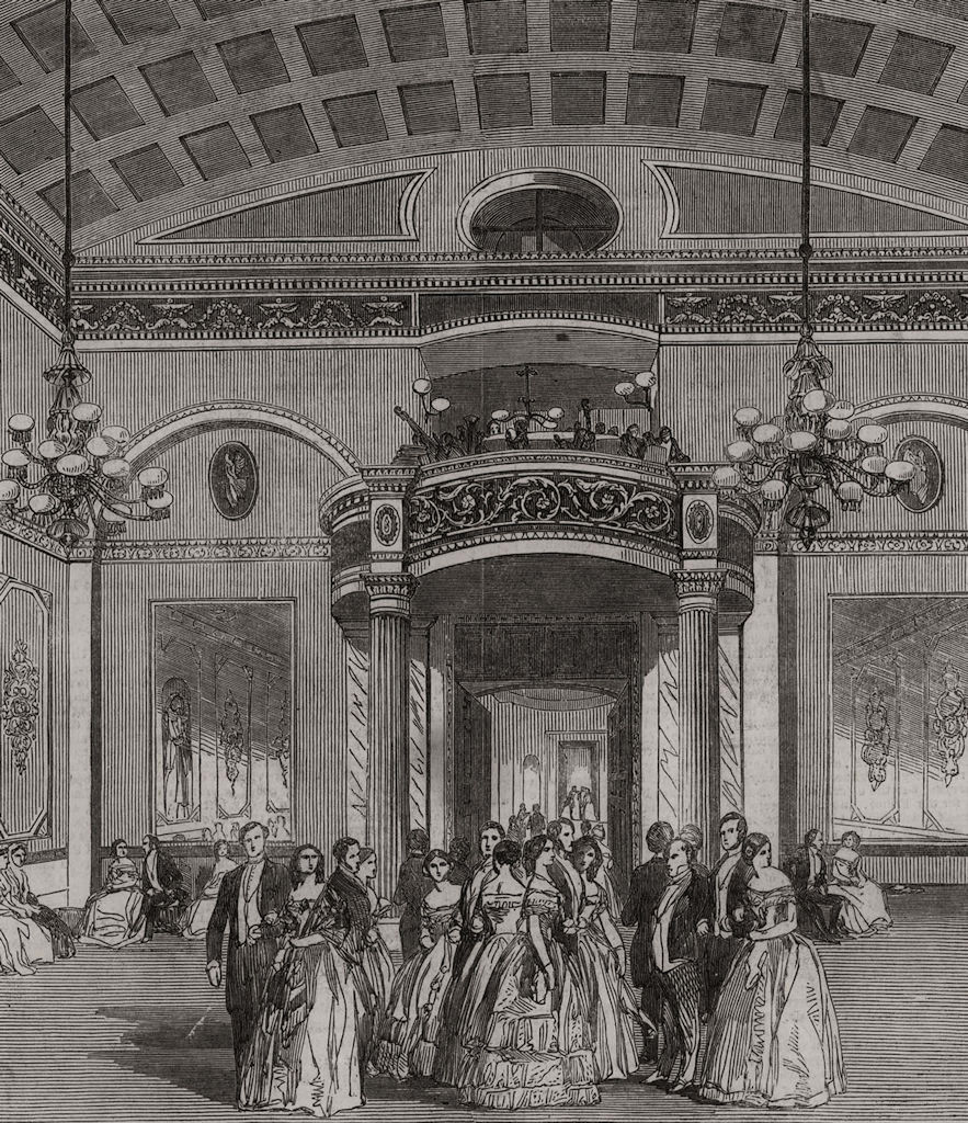 The Whittington Club. New decoration of the ball-room. London 1850 old print