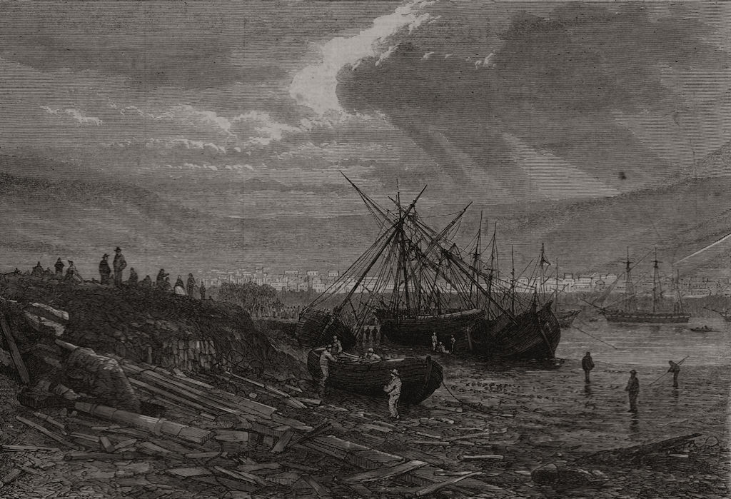 Effects of the storm in Table Bay, Cape of Good Hope. South Africa 1865 print