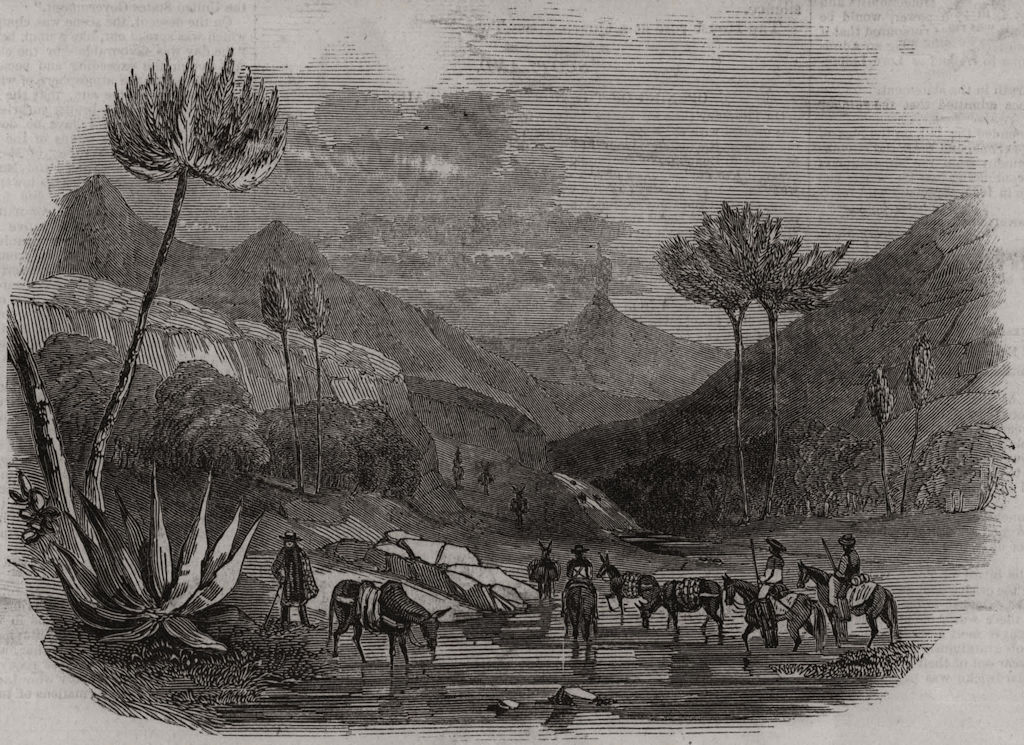 Mexico. Man's Hand Mountain, antique print, 1846