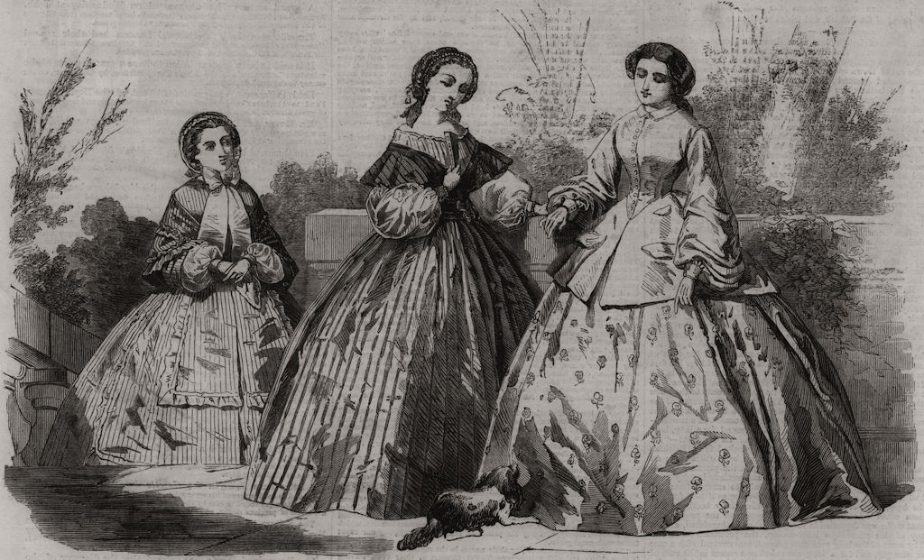 Associate Product Paris fashions for July, antique print, 1860
