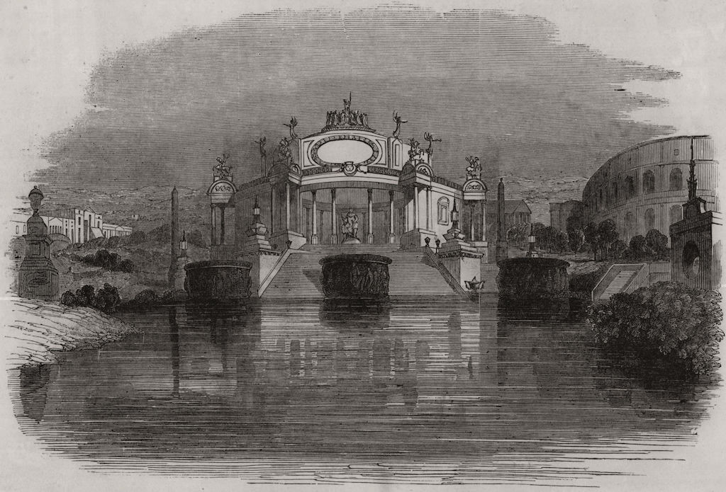 Associate Product " The Temple of Janus ", at the Surrey Zoological Gardens. London 1851 print