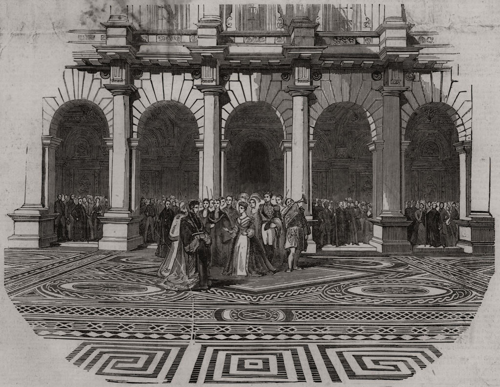 Ceremony of naming and proclaiming " The Royal Exchange ". London 1844 print