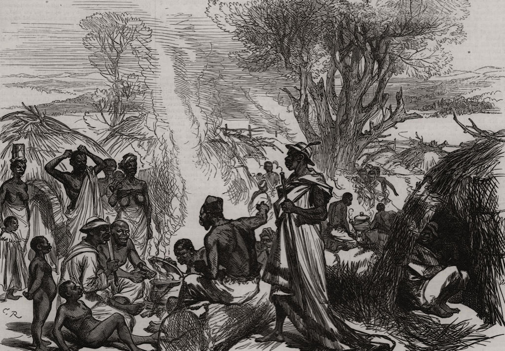 The Kaffir War: A Fingo (Fengu) camp at Fort Fordyce. South Africa 1878 print