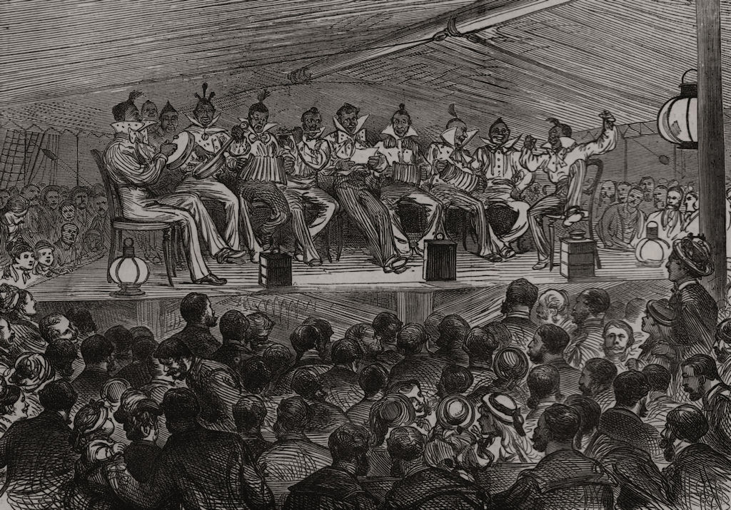 Associate Product A Negro minstrelsy entertainment. Africa, antique print, 1878