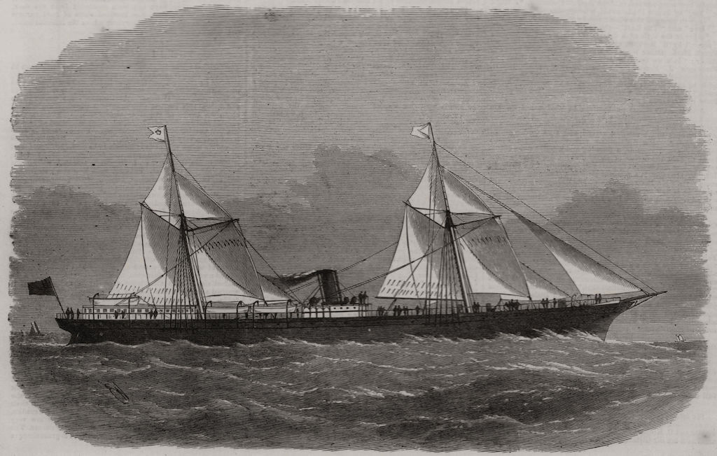 The Calcutta (Kolkata) and China New Line ship Vibilia. Asia, old print, 1872